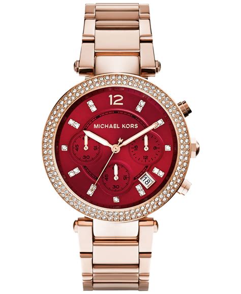 michael kors watch rose gold macys|Michael Kors parker chronograph watch.